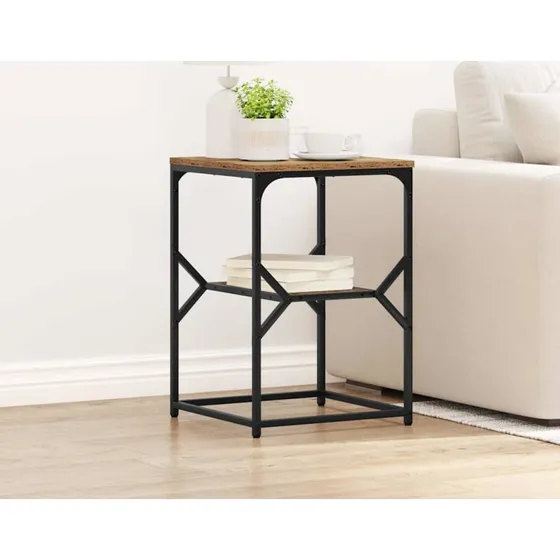 vidaXL Sidebord Gammelt Træ 41 x 40 x 60 cm, Ingeniørtræ og Stål