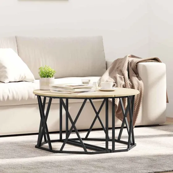 vidaXL Sofabord Sonoma-Eg 80x80x42 cm Ingeniørtræ og Stål