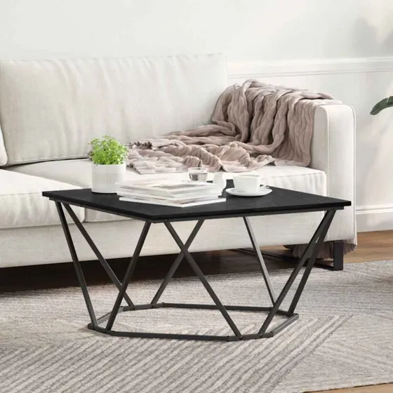 vidaXL Sofabord Sort 80x80x45 cm Eg og Stål