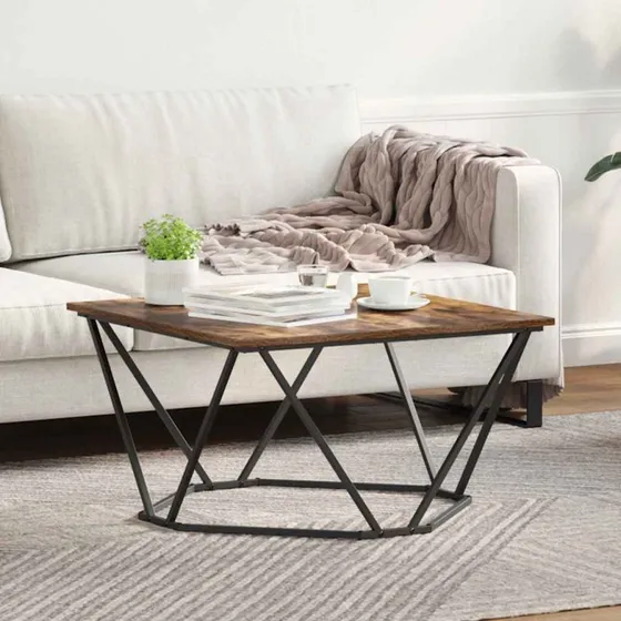 vidaXL Sofabord Røget Eg 80x80x45 cm Ingeniørtræ og Stål