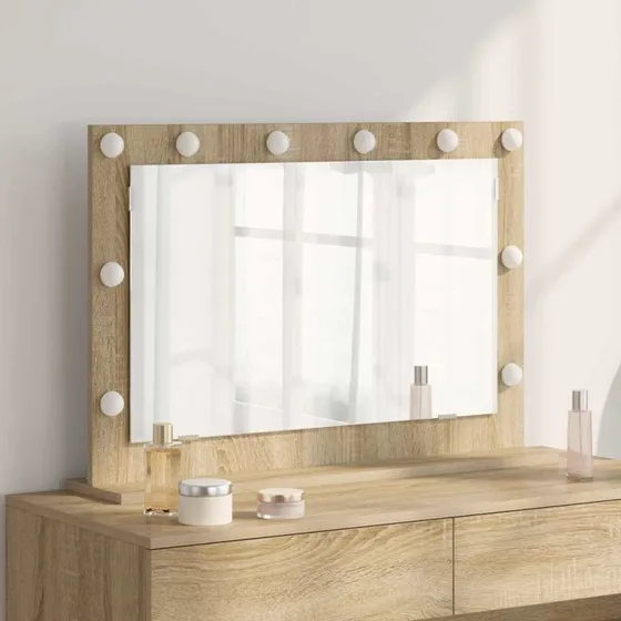 vidaXL Vaskeskab Spejl Sonoma eg 80 x 55 x 18 cm med LED