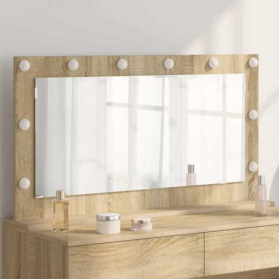 vidaXL Vaskeskab Spejl Sonoma 100 x 55 x 18 cm med LED-strimmelys
