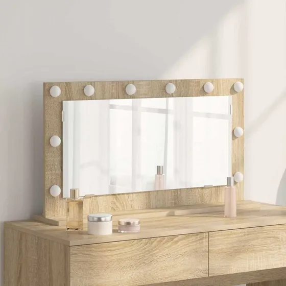 vidaXL Vaskeskab Spejl Sonoma Eg 80 x 45 x 18 cm med LED-strimmelys