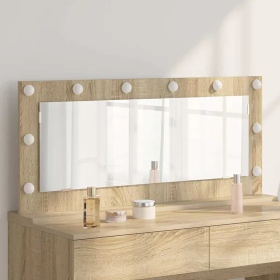 vidaXL Vaskeskab Spejl LED Sonoma eg 100 x 45 x 18 cm