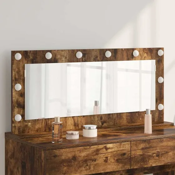 vidaXL Vaskeskab Spejl Røget Eg 100 x 45 x 18 cm med LED