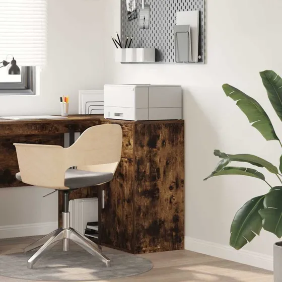 vidaXL Sideboard med skuffe, røget eg, 38 x 34 x 75 cm