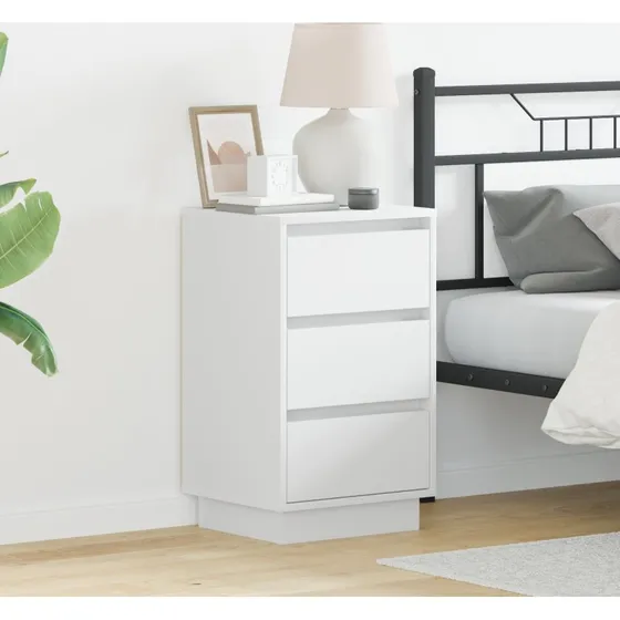 vidaXL Natskab med skuffe Hvid 39 x 34,5 x 65 cm Konstrueret træ