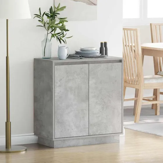 vidaXL LED Sideboard Beton Grå 71 x 34,5 x 75 cm Konstrueret Træ