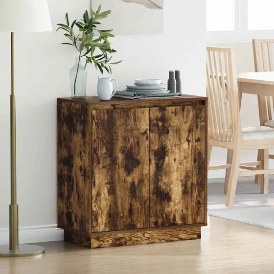 vidaXL LED Sideboard Røget Eg 71x34,5x75 cm Konstrueret Træ