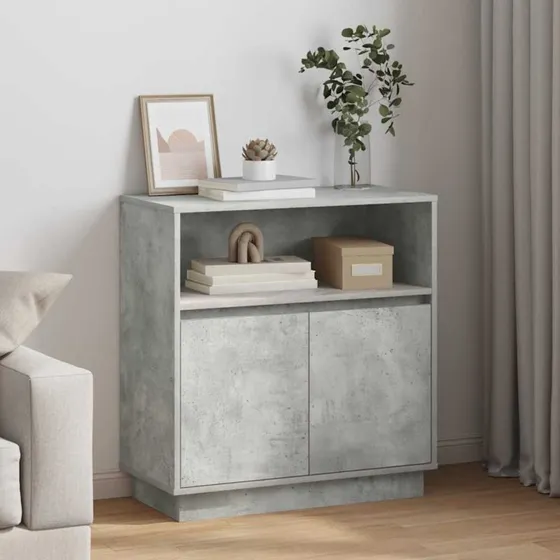 vidaXL LED Sideboard Betongrå 71x34,5x75 cm Konstrueret Træ
