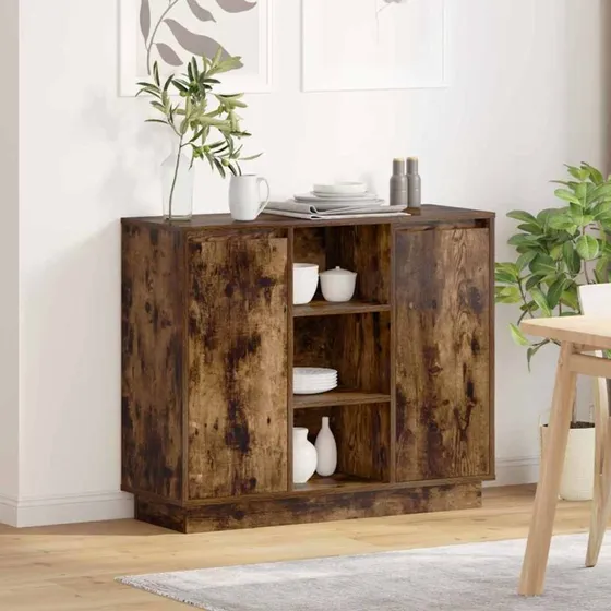 vidaXL Røget Eg Sideboard 90x32x75 cm Konstrueret Træ
