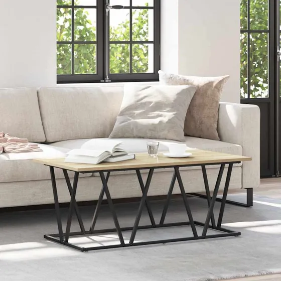 vidaXL Sofabord Sonoma-eg 100 x 50 x 40 cm træ og metal