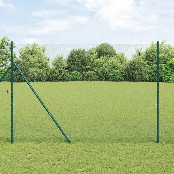 vidaXL Hegnspæl Grøn 1,5 x 10 m PVC-belagt stål