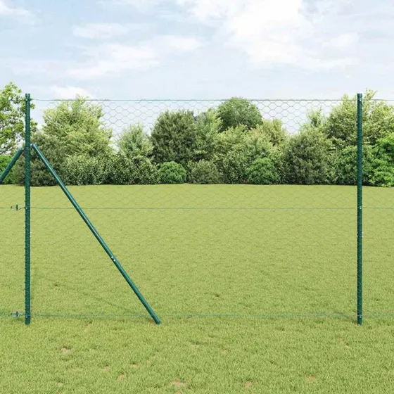 vidaXL Hegnspæl Grøn 1,6 x 25 m PVC-belagt stål