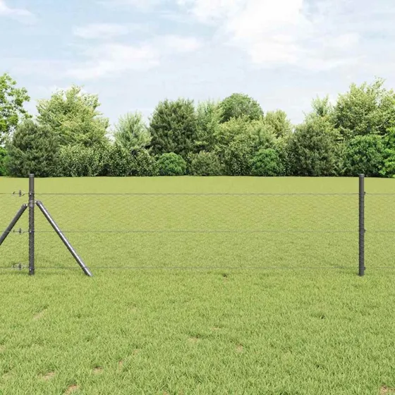 vidaXL Hegnspæl Grå 0,8 x 10 m PVC-belagt stål