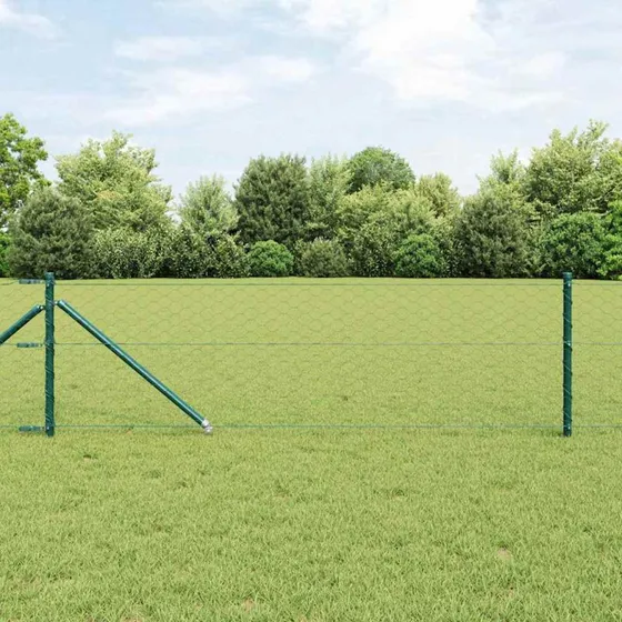 vidaXL Hegnspæl Grøn 0,8 x 50 m PVC-belagt Stål