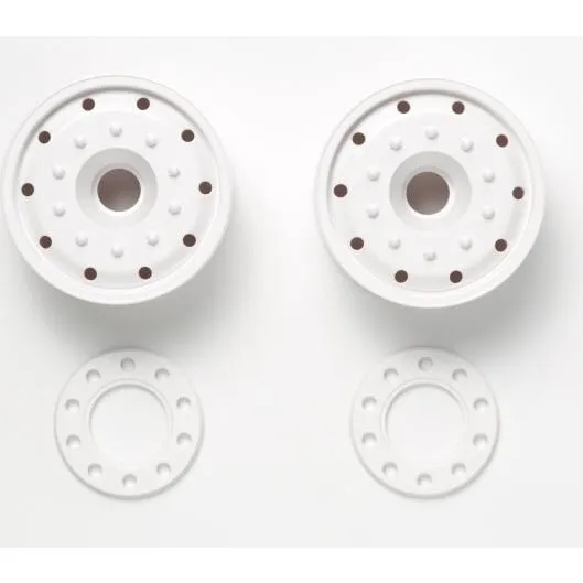 TAMIYA 1:14 30 mm brede forhjulsfælge, hvide (2 stk)