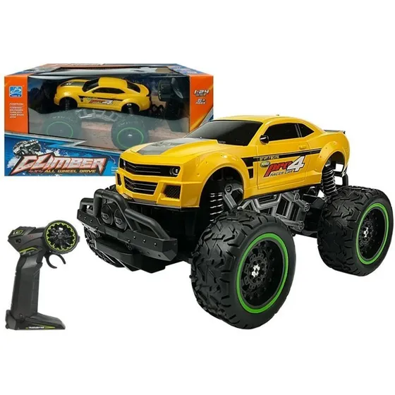 Auto R/C offroadbil 1:24 – gule høje hjul, 6,5 km/t