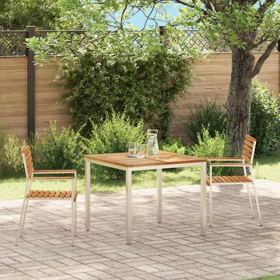 vidaXL Have Stol 2 stk, Naturlig, 56 x 54,5 x 87 cm, Massiv Teaktræ