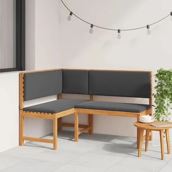 vidaXL Have Stol med Pude Brun 140x100x91 cm, Massivt Akacietræ
