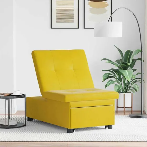vidaXL Sovesofa Gul 194x67x82 cm Fløjl