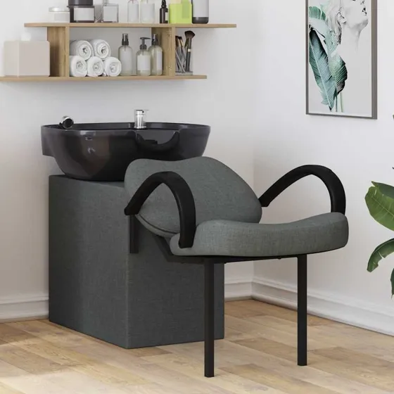 vidaXL Shampoo Stol Mørk Grå/Sort 136 x 60 x 92 cm Stof