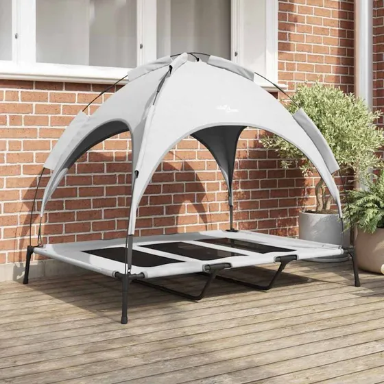 vidaXL Hundeseng Sølvgrå 122 x 93 x 106,5 cm Stål