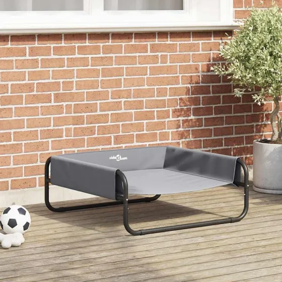 vidaXL Hundeseng Lysegrå 70x70x28,5 cm Stål