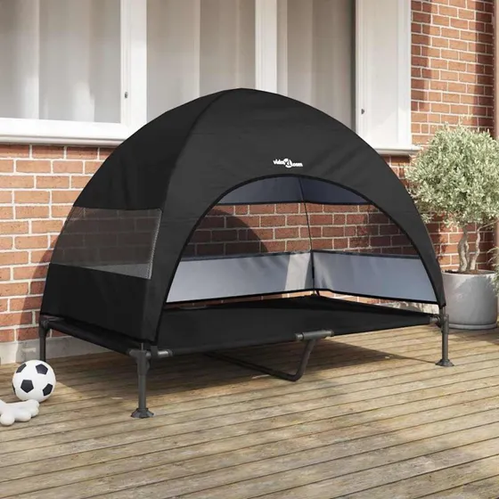 vidaXL Hævet Hundeseng Sort 127 x 81 x 108 cm Stål & Stof