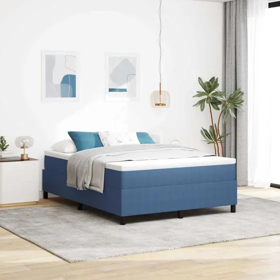 vidaXL Boxspring Seng Blå/Hvid 140x190 cm Velourstof