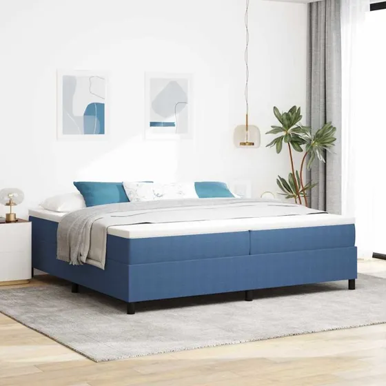 vidaXL Boxspring Seng Blå/Hvid 200x200 cm Velourstof