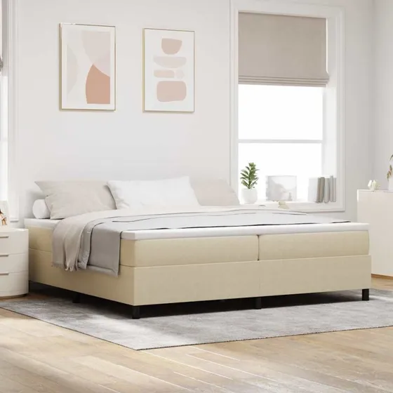 vidaXL Box Spring Seng 200 x 200 cm Lys Grå/Hvid Corduroy