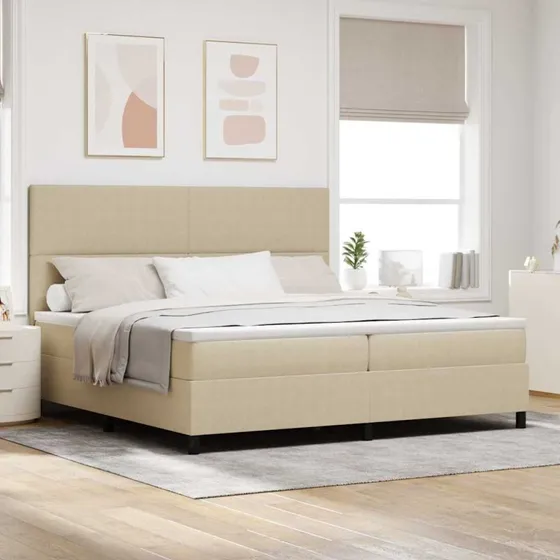 vidaXL LED Boxspring Seng 200x200 cm Grå/Hvid