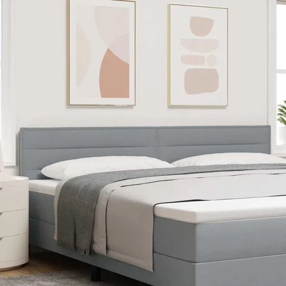 vidaXL LED-sengegavl 200 cm lysegrå med justerbar højde
