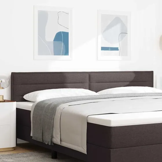 vidaXL LED-sengegavl Mørk Brun 200 cm Stof