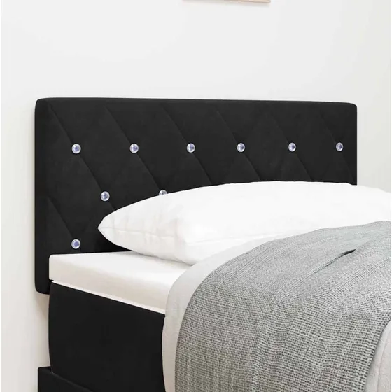 vidaXL LED-sengegavl med justerbar højde, sort fløjl, 80 cm