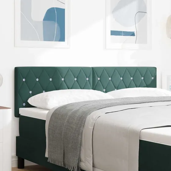 vidaXL LED-sengegavl med justerbar højde, mørkegrøn, 144 cm