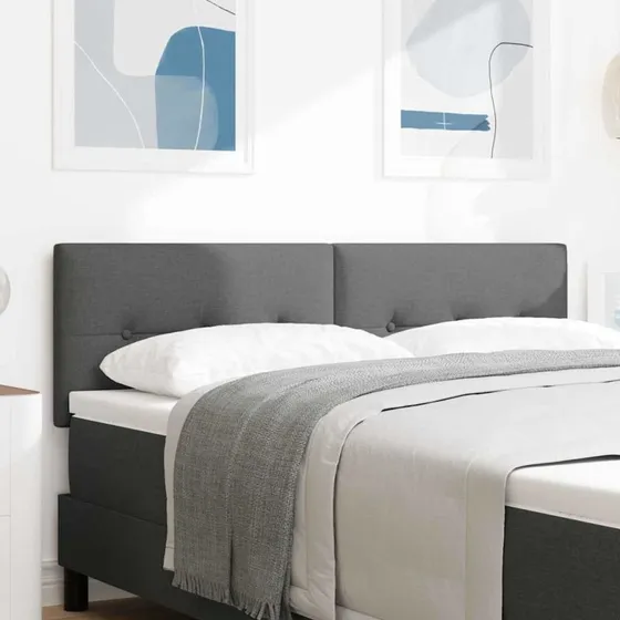 vidaXL LED-sengegavl med lysstrimler, mørkegrå, 160 cm