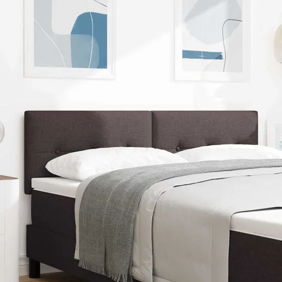 vidaXL LED-sengegavl Mørk Brun 160 cm Stof