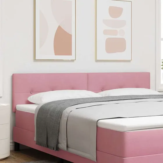 vidaXL LED-sengegavl Lyserød 180 cm Fløjl