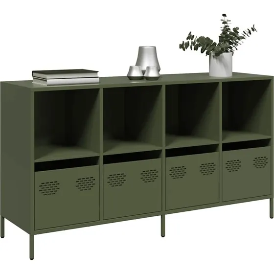 vidaXL Skab 135x39x73,5 cm Koldvalset Stål Olivengrøn