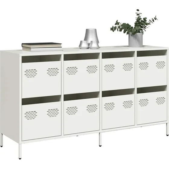vidaXL Skænk 135x39x73,5 cm koldvalset stål hvid