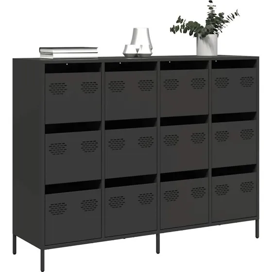 vidaXL Skænk 135x39x103,5 cm Koldvalset Stål Sort