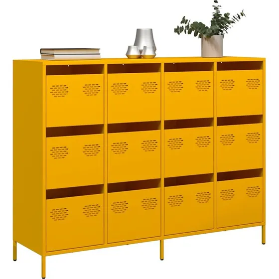 vidaXL Skab 135x39x103,5 cm Koldvalset Stål Sennepsgul