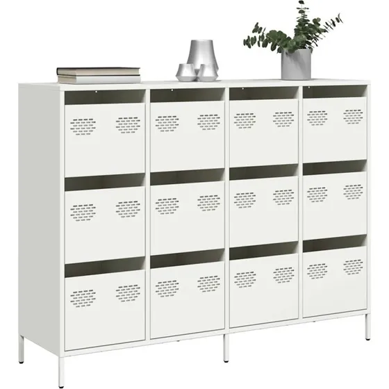 vidaXL Skænk 135x39x103,5 cm Koldvalset Stål Hvid