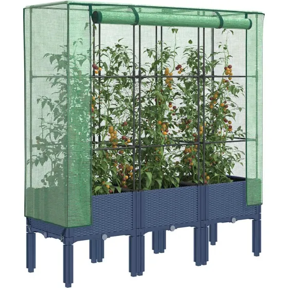 vidaXL højbed 120x40x140 cm med drivhusovertræk rattan-look