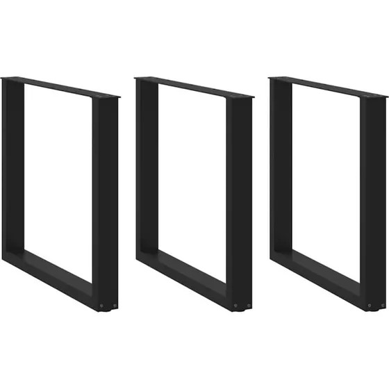 vidaXL spisebordsben U-formet 3 stk. sort 90 x (72-73) cm stål