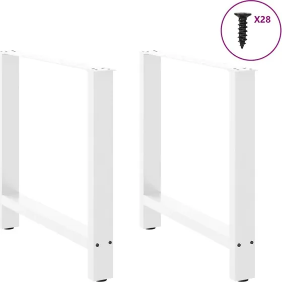 vidaXL spisebordsben hvidt 2 stk. 70x(72-73) cm stål