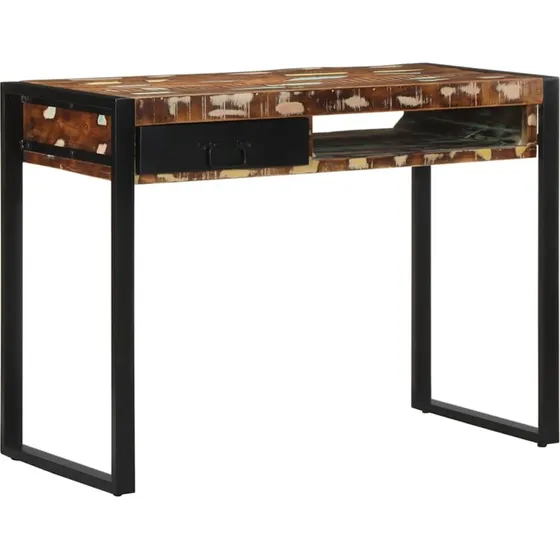 vidaXL Skrivebord 100x50x75 cm massivt genbrugstræ flerfarvet