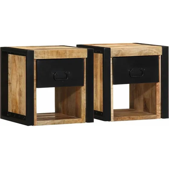 vidaXL Sengeskabe 2 stk 40x35x40 cm massivt ru mangotræ